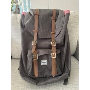 Herschel Supply Co. Little America backpack in a grey crosshatch leather straps